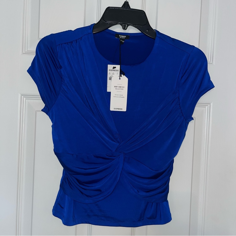 Express Body Contour short sleeve top Blue Size S NWT